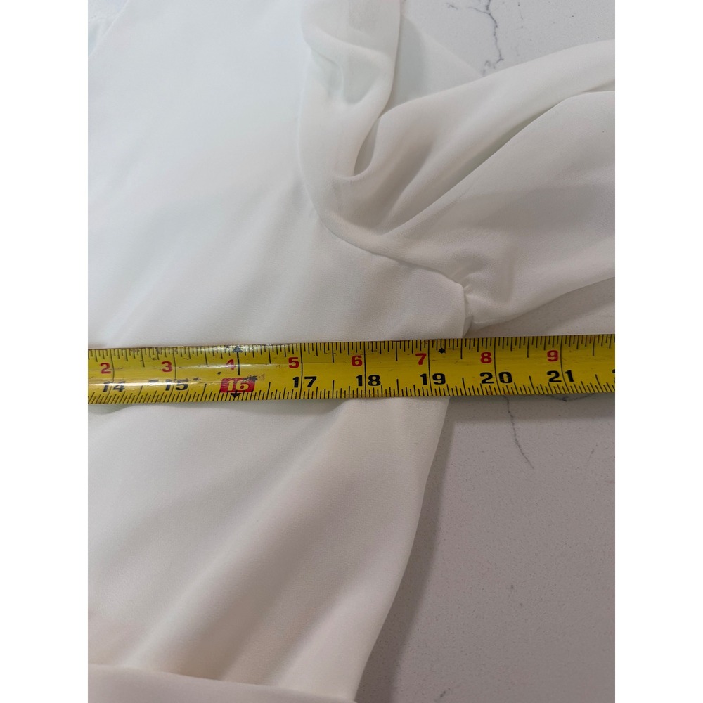 Vince Camuto Ivory White Twist Front V-Neck Long Sleeve Cocktail Dress Size 12 - Picture 6 of 10